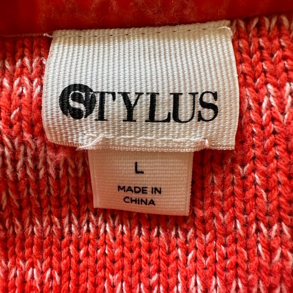 Stylus Orange and White Long Sleeve Crew Neck Women’s Sweater. Size Large - Picture 5 of 8
